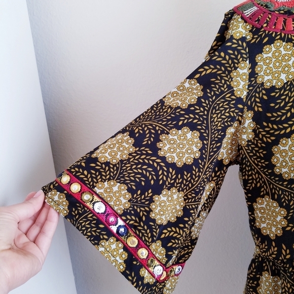 THML‎ | Multi Print Boho Flare Peasant top S - Picture 4 of 8